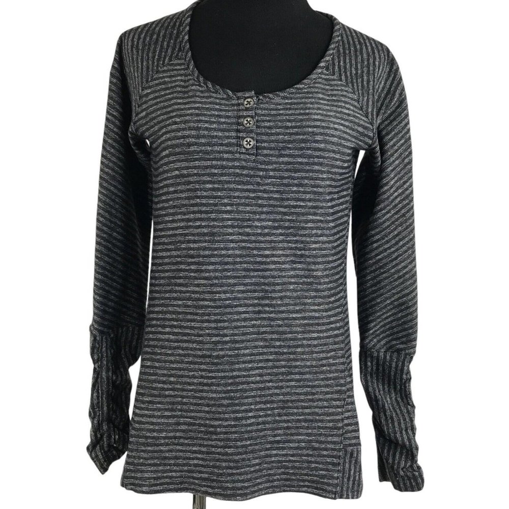 Outdoor Research Shirt Womens Small S Striped Long Sleeve Thumbhole Ruched OR